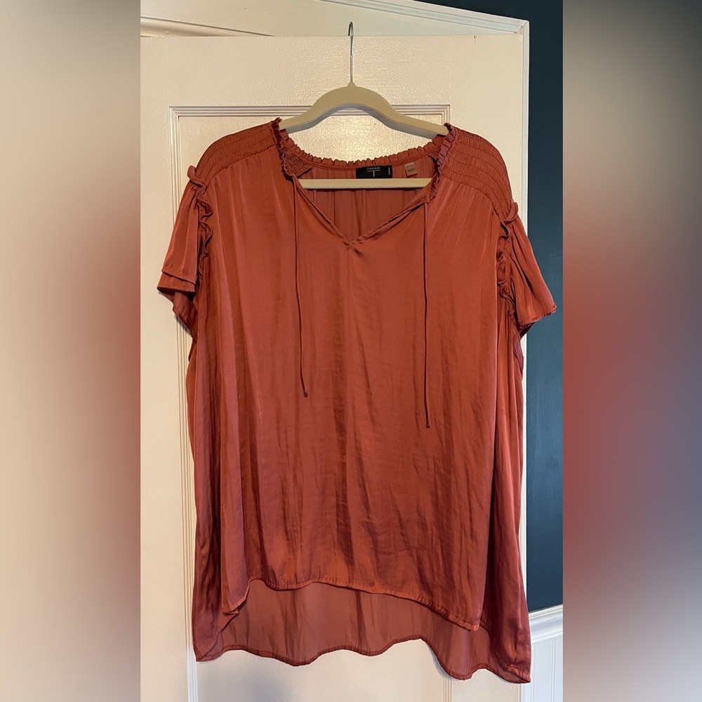 Tahari Women's Terracotta Silk Blouse
